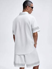 NobleFwd Men's Summer Vacation Geometric Print Short Sleeve Shirt And Shorts Set - Multicolor - View 2