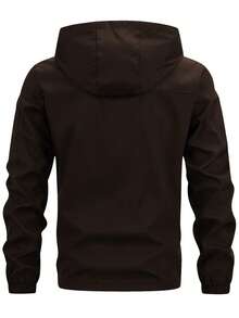 Manfinity Homme Men's Jacket & Coat Hooded Zip-Up Cardigan - Coffee Brown - View 5