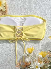 Swim Mod Women's Backless Halter Bikini Top, Sexy Beach Vacation Swimwear Tube Top Bathing Suits Bathing Suit Tops For Women Yellow Bathing Suit Top - Yellow - View 4