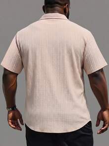 Manfinity Homme Camisa casual de trabajo de manga corta y un solo pecho de unicolor para hombres de talla grande - Albaricoque - Ver 2