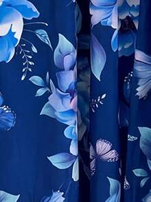 Sweetra Bohemian Style Printed Beach Slip Dress - Navy Blue - View 5