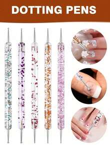 Bộ 8 cọ vẽ móng acrylic hình hoa, thiết kế chuyển màu, cán gỗ, đầu mảnh, hai đầu, dụng cụ vẽ móng nghệ thuật cho salon và nhà, tự làm móng. - Nhiều màu - Xem 2
