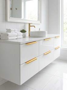 5PCS Brushed Gold Cabinet Handles, Suitable For Cabinets And Wardrobes, Sizes: 8cm/3.15in, 12cm/4.72in, 15cm/6in, 20cm/7.87in, 30cm/11.8in, Kitchen Cabinet Pulls, Drawer Pulls, Modern Concealed Aluminum Handles For Wardrobe Doors, Brushed Gold - Gold - View 8