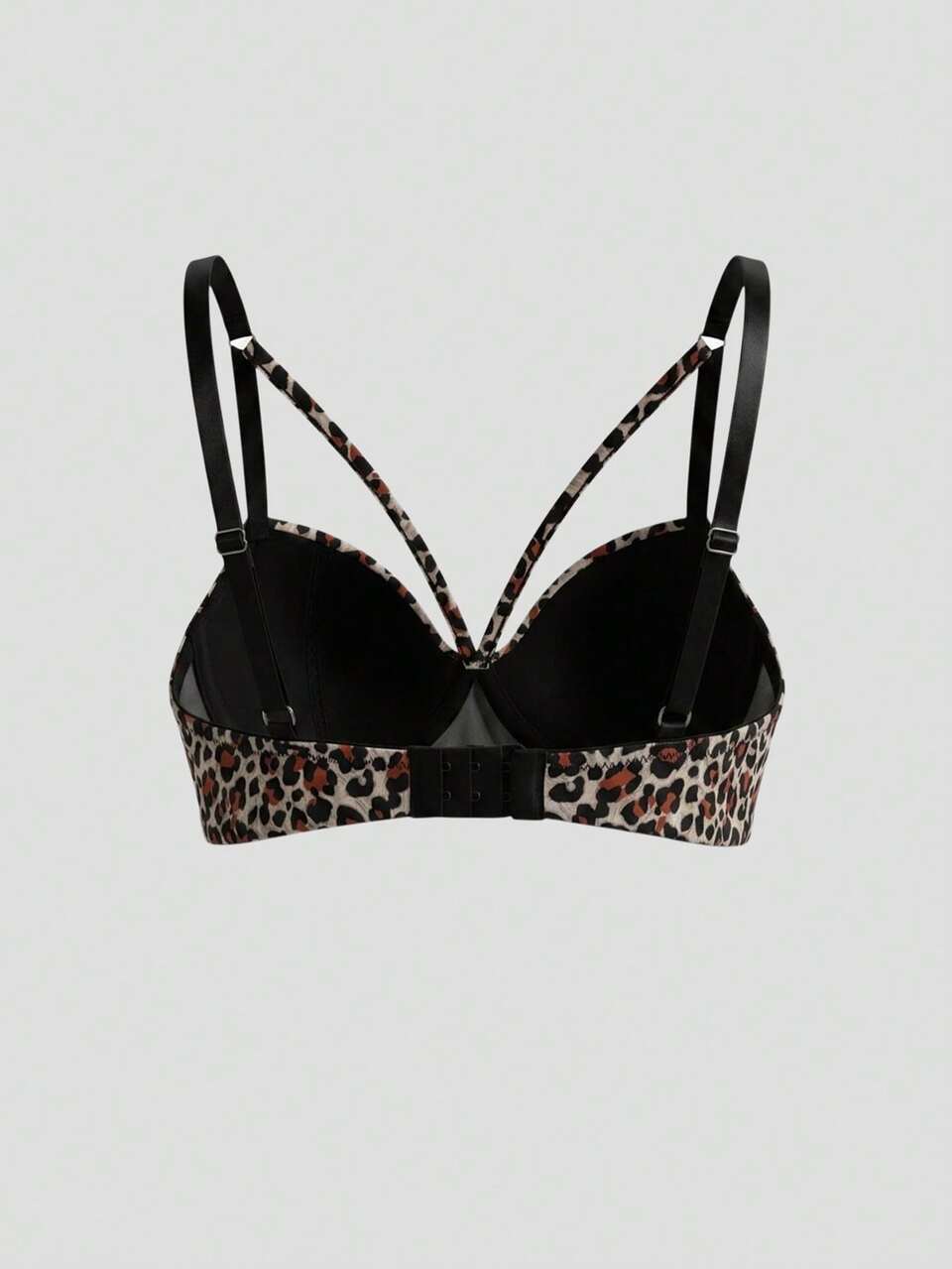 Leopard Print Adjustable Spaghetti Strap Lightly Padded Bra For Women