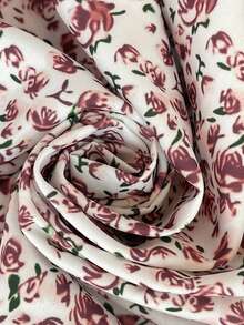 SHEIN 夏季孕妇V领短袖荷叶边腰部碎花连衣裙 - 粉色 - 查看 7