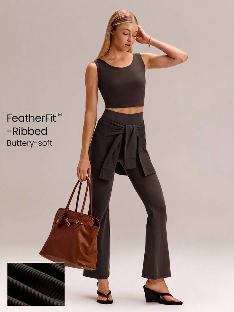 FeatherFit™- Ribbed Effortless Flow Layering Skirt Yoga Pilates Barre Gym Studio Daily Casual Wear