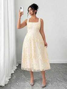 Plus Size Dresses - Apricot - View 3