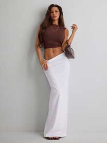 Women Straight Fit Long Vacational Skirt - White - View 1