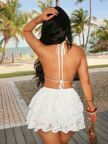 SHEIN SXY 性感蕾丝碎花夏日连衣裙 - 白色 - 查看 3
