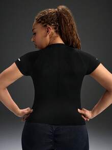 Voyena Plus Size Women Letter Print Fashionable Versatile Round Neck Sports Tank Top - Black - View 2