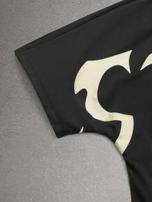 STYNVO 男士字母印花休闲百搭日常穿着T恤 - 黑色 - 查看 4