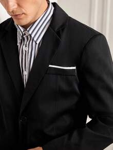 Officeau Men's Casual Blazer Suit Set Including Lapel NeckJacket And Pants, Versatile For Spring And Autumn - Black - View 5