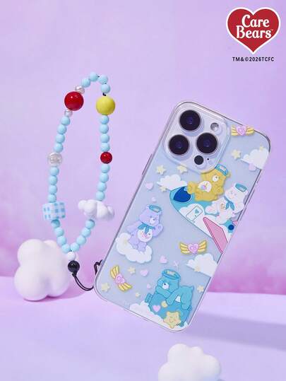 Care Bear X Joivida Rainbow Bear Glitter Transparent Phone Case With Lanyard, I P Hone Series Phone Cases