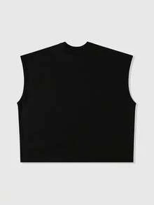 ROMWE MEN Street Life Men's Printed Rivet Loose Tank Top - Black - View 3