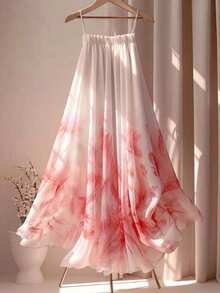 GlowEve Women's Pink Placement Print A-Line Skirt, Romantic For Spring/Summer Vacation - Multicolor - View 2