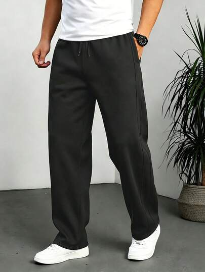HUEFORM Pantalones deportivos de hombre con cintura con cordón y bolsillos, color gris claro
