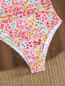 Swim Lushoire Áo tắm liền thân cổ chữ U kẻ sọc mới dành cho nữ - Hồng - Xem 8