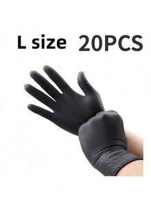 20PCS Bag Disposable Nitrile Gloves Latex Powder Free For Tattooing Manicures Salon Cleaning Nail Supplies Tools Art Press On Nails - Black - View 4