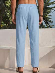 VIVINTIMO Men's Drawstring Waist Pockets Casual Loose Pants - Blue - View 2