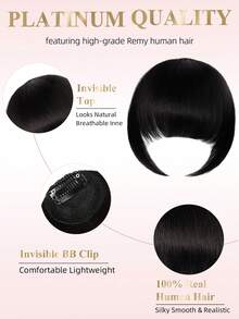 Tóc mái kẹp 100% tóc thật, màu đen tuyền, kiểu tóc mái giả có phần thái dương, dành cho nữ, thích hợp sử dụng hàng ngày. - S1 - Xem 3