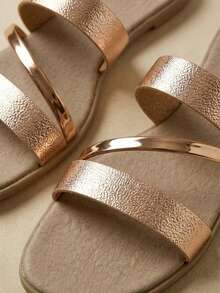 Flat Sandal In Gold, Rose And Silver Gold - 銅色 - 查看 4