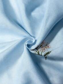 Franclia Delicate French Ditsy Floral Square Collar Puff Sleeve Single-Breasted Waist Ruffle Dress Design - Blue - View 5