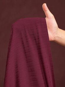 Veslaya Elegant Summer Burgundy Maxi Dress For Plus Size Women, Vacation & Casual Loose Woven Textured Fabric Sleeveless Ruffle Trim Collar Dress - Burgundy - View 7