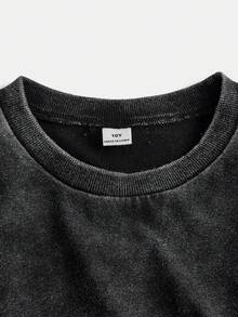 SHEIN Conjunto informal de 2 piezas de niña preadolescente con cuello redondo y manga corta de punto - Negro - Ver 7