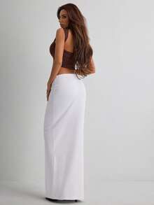 Women Straight Fit Long Vacational Skirt - White - View 4