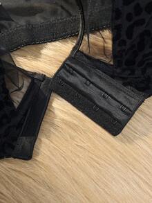 Bare Chapter 1 pieza Sujetador de talla grande con cierre frontal, de cobertura total, con diseño de malla acolchada, estampado de leopardo y elegante y cómodo - Negro - Ver 7