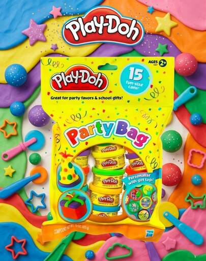 Hasbro Play Dough Set Party Favors, 15 Fun Size Mini Cans, Assorted Color Modeling Dough For Kids, Classroom Rewards, Prize Box Stuffers, School Gifts And Birthday Goodie Bags, Ages 2+