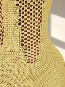 Amplova Women's Spaghetti Strap Backless Jumpsuit With Deep V Neck, Suitable For Vacation Outfit, Cute & Mini - Yellow - View 9