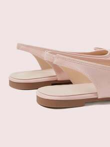 CUCCOO DOLLMOD WomenShoes Pink Round Toe Bow Classic Retro Style Split-Toe Pinch Shoes Flat Shoes Hollow Heel Basic Commuter Style Street Style - Pink - View 4