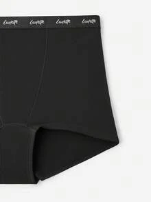 LUVLETTE Plus 3-Pack Women Plus Comfortable Cotton Logo High-Rise Boyshorts-Black - Multicolor - View 9