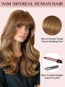 Clip In Hair Bangs 100% Human Hair Bangs 6# Light Brown Clip In Bangs Fringe With Temples Real Human Hair Fake Bangs Extensions For Women Daily Wear - S6 - View 7