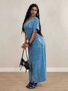 Slaydiva Chaqueta vaquera de mujer de manga corta y un solo botón, de verano - Negro - Ver 5