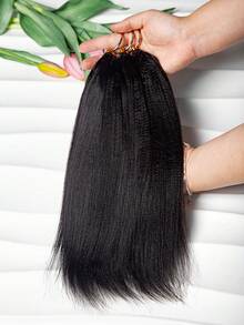 Boho Braids Tóc giả móc sợi Yaki màu sáng, đã được tách sẵn, làm từ tóc người Remy, kiểu thẳng, mềm mại, trọng lượng 50g/150g/250g, không đường nối, vô hình, phù hợp cho tóc mỏng của phụ nữ. - Natural Black - Xem 15