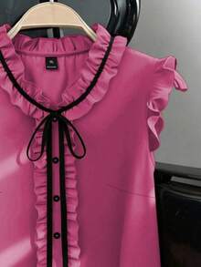GlowEve CURVE Large-Sized Woven Casual Summer Women's Shirt - Hot Pink - View 4
