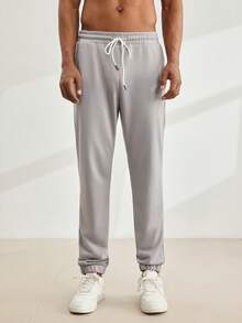 Driftmere Quần jogger nam in chữ, có dây rút ở eo và túi - Xám - Xem 4