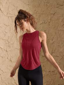 VARSIVA Round Neck Sleeveless Crossover Loose Women Sports Tees & Tanks - Red - View 3