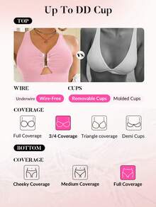 Voyashape Women's Fashion Resort Minimalist Metal Rhinestone Buckle One-Piece Swimsuit - Baby Pink - View 4