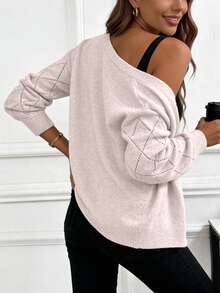 EMERY ROSE Áo khoác cardigan dệt kim dài tay, dáng rộng, màu hồng đào nhạt, kiểu dáng thoải mái, thích hợp mặc đi làm, mùa xuân/thu. - Bụi hồng - Xem 2