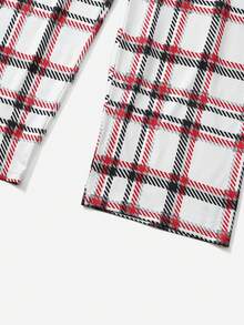 3pcs Plaid Bow Front PJ Set / Pajama Set - Multicolor - View 5
