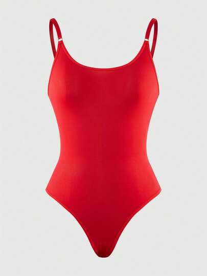 SHEIN Women's Solid Color Casual Cami Bodysuit UnderwearOuter