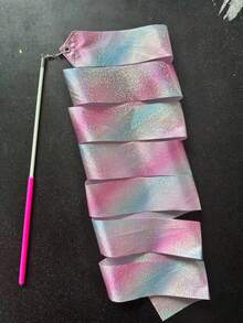 Cinta de gimnasia rítmica, cinta de baile de 2m, cinta de seda para actuación de baile, cinta de satén con brillo para baile con bastón giratorio - Multicolor - Ver 8
