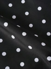 SHEIN 两件套少女简约休闲度假黑白波点图案吊带比基尼套装,适合休闲外出、派对、海滩度假、海滩派对、夏季和春季穿着。 - 黑與白 - 查看 4