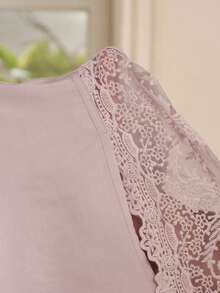 Anewsta Loose Fit Sheer Lace Back Pastal Women Blouse Flattering For Autumn Golf Sexy - Mauve Purple - View 6