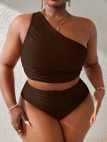 Slaydiva Bộ đồ bơi tankini size lớn mới 2026 cho kỳ nghỉ hè, tiệc bãi biển, kỳ nghỉ lễ, màu nâu họa tiết nhiệt đới - màu nâu - Xem 4