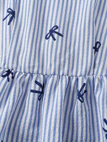 Tween Girls Back To School Summer Striped Ruffle Tank Collar - Blue - View 8