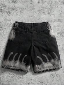 Manfinity Roghcode 男士休闲牛仔百慕大短裤，带口袋，外出牛仔短裤，宽松黑色牛仔短裤，适合丈夫、男朋友的礼物 - 黑色 - 查看 5